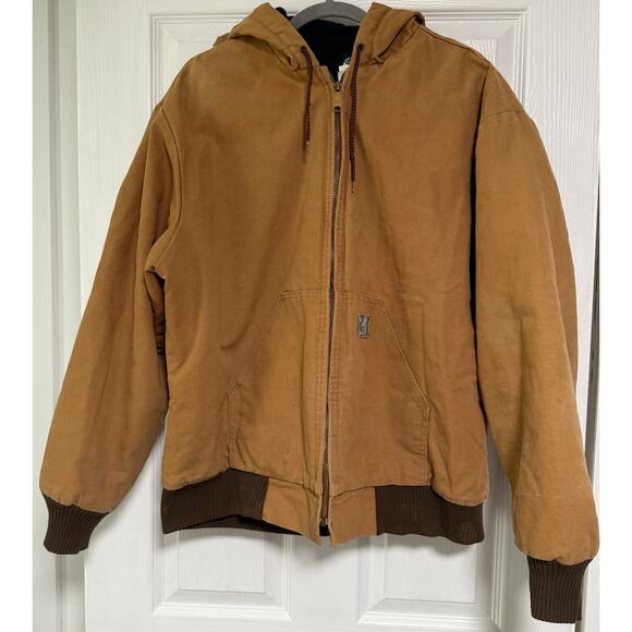 Polar King by Key Men's Tan Canvas Full Zip Hooded Lined Jacket Size Large - Picture 1 of 16